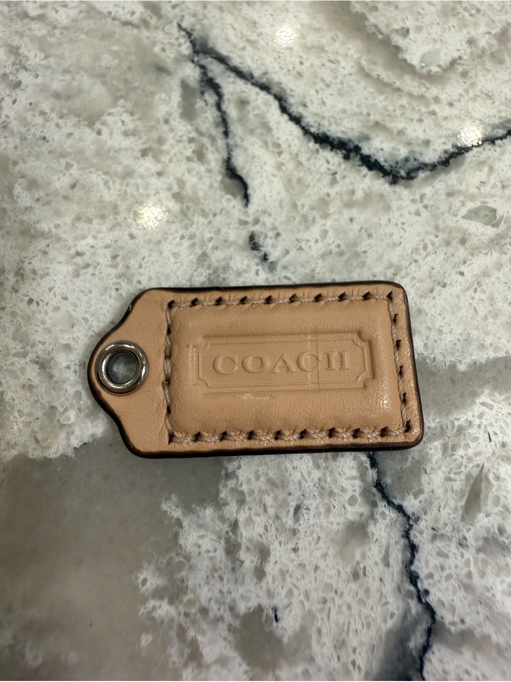 Coach Tan Leather Replacement Hangtag Bag Charm Fob with Silver Grommet